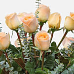 Bunch of 12 Peach Roses Vase Arrangement