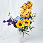 DeLightful Mixed Flowers Ceramic Vase Arrangement