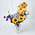 DeLightful Mixed Flowers Ceramic Vase Arrangement