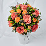 Exotic Flowers Ceramic Vase Arrangement