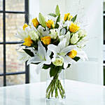 Lovely Lilies And Yellow Roses