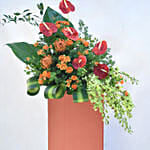 Lovely Mixed Flowers Red Stand