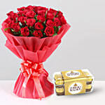 36 Roses And 16Pcs Ferrero Chocolate