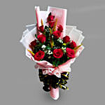 Beautifully Wrapped Red Roses Bouquet