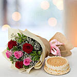 Delightful Roses Bouquet With Butterscotch Cake PH