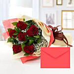 6 Red Roses Bouquet With Greeting Card