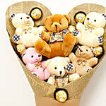 Heart Shaped Teddy Bear and Chocolate Bouquet