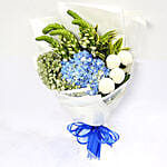 Azure Hydrangea and Button Mums Mix Bouquet