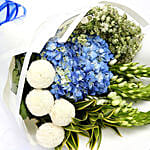 Azure Hydrangea and Button Mums Mix Bouquet