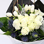 White Roses and Tulips Mixed Bouquet