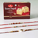 Combo of Soan Papdi And 3 Ravishing Rakhis