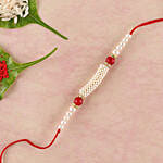 Gorgeous White And Red Beads Rakhi