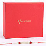 Gorgeous White And Red Beads Rakhi