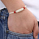 Gorgeous White And Red Beads Rakhi