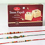 Pretty Rakhis With Soan Papdi Combo