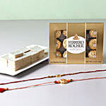 Set Of 2 Embellished Rakhis And Rocher Combo