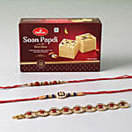 Soan Papdi And Set of 3 Fancy Rakhis