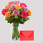 Bright Roses and Greeting Card