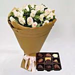 Godiva Chocolates and Peach Rose Bouquet