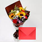 Greeting Card and Beautiful Floral Bouquet