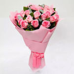 Greeting Card and Pink Rose Bouquet