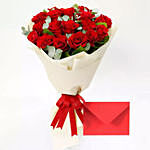 Greeting Card and Red Rose Bouquet