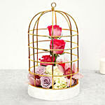 Elegant Mixed Roses Cage Arrangement