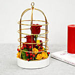 Timeless Red and Yellow Roses Cage Arrangement