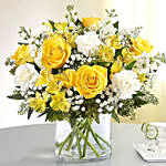 Yellow And White Mixed Flower Vase