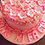 Pink Floral Vanilla Cake 6 inches Eggless