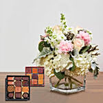 Exotic Floral Vase and Chocolates