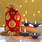 Diya and Dry Fruits Potli