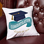 Congratulation White Printed Cushion