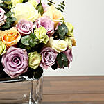 Mixed Rose Arrangement In Glass Vase