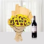 Sunflowers Bouquet With Jacobs Creek Wine