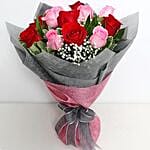 Pink and Red Roses Bouquet Premium