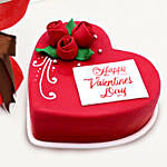12 Red Roses with Heartshape Valentines Cake