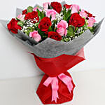 20 Dual Color Roses Bouquet with Heartshape Chocolates