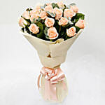 20 Peach Love Roses With 16 Ferrero Rocher Combo