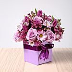 Purple Flowers With Vase Arrangement