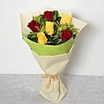 6 Red And Yellow Roses Bouquet