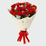 Red Roses Bouquet with Anniversary Balloons