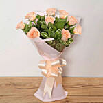 9 Peach Roses Bouquet