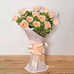 12 Peach Roses Bouquet