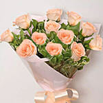 12 Peach Roses Bouquet