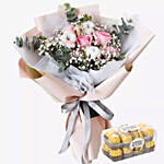 12 Soothing Flower Bunch With Ferrero Rocher