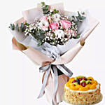 12 Soothing Flower Bunch With Fruit Cake