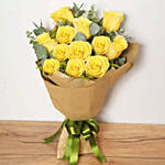 12 Yellow Roses Bouquet