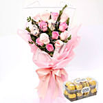14 Mixed Roses Bouquet With Ferrero Rocher