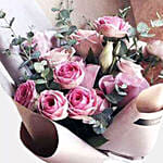 15 Pink Roses Bouquet With Ferrero Rocher